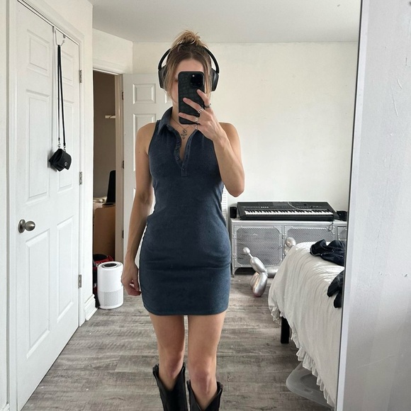 LA Hearts Collar Terry Cloth Dress - Picture 2 of 5